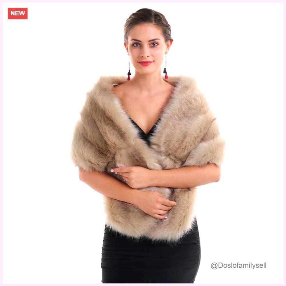 Luxury Faux Fur Wrap Collar Shawl Winter Wedding Party Accessory